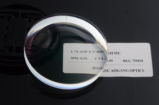 The thinnest and lightest uncut top quality optical lens 1.74 high index ASP UV400 SHMC prescription rx ophthalmic lenses