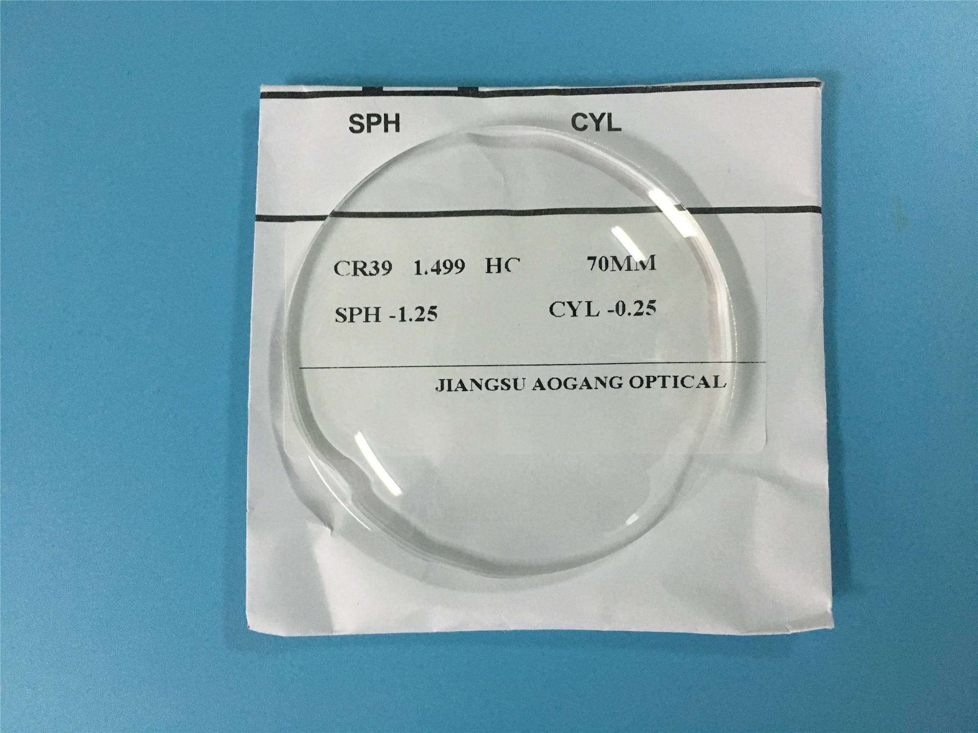 Prescription Glasses Cr39 Single Vision Lenses HC Anti-Scratch Coating 1.499 Index