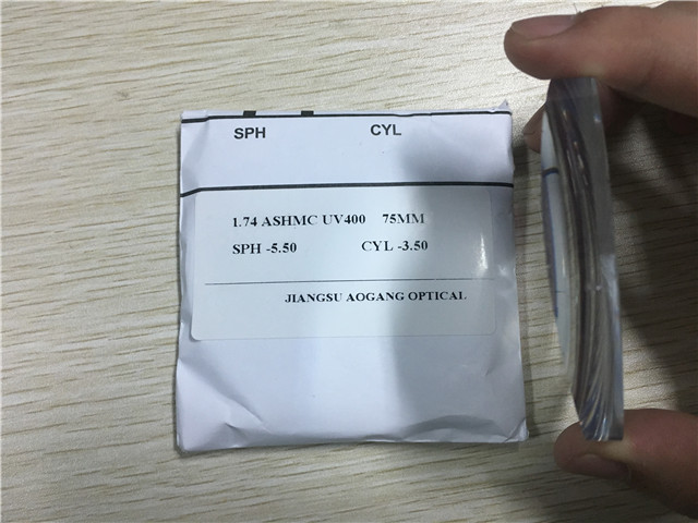 Super Hydrophobic 1.74 High Index Lenses , Anti Glare High Index Aspheric Lenses