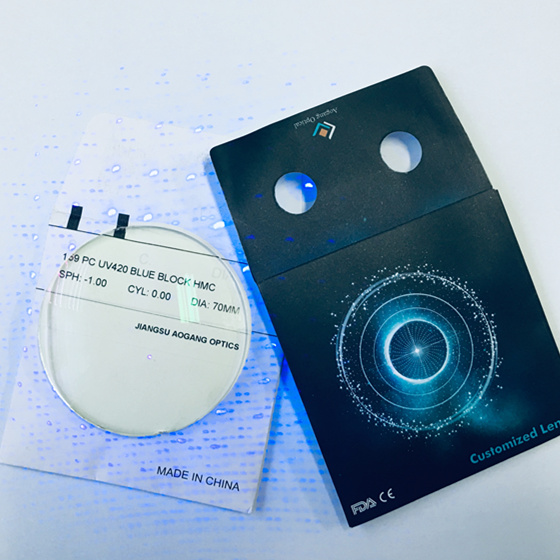 Danyang Optical Blue Lens Cut 1.59 Polycarbonate HMC AR Blue Cut Lenses Optical Lens Eyeglass